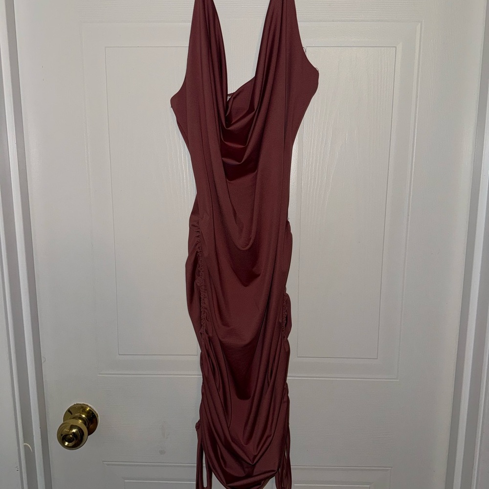 Fashion Nova Mauve Draped Midi Dress
